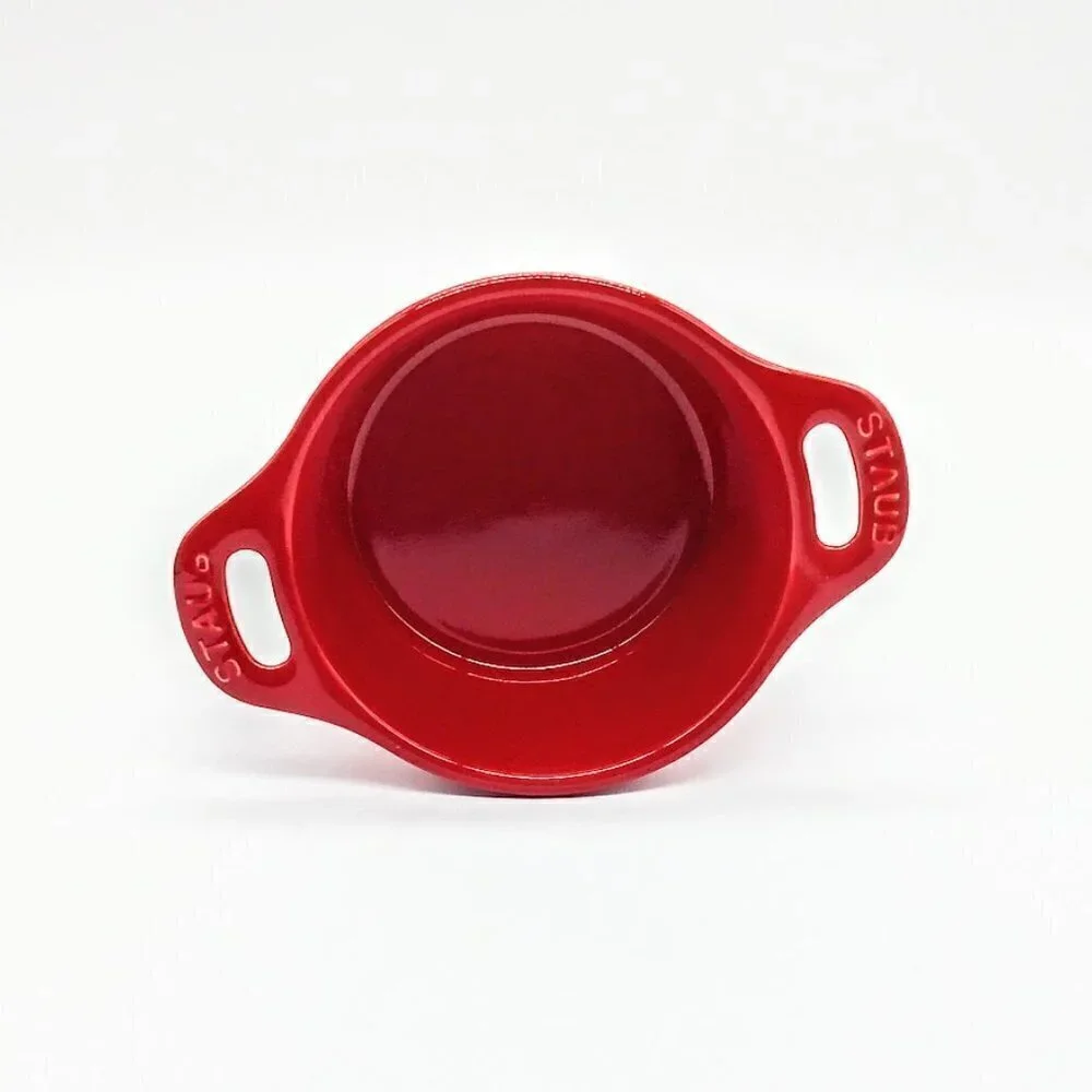 Staub Red Ceramic Double Handle 4-Inch Round Ramekin